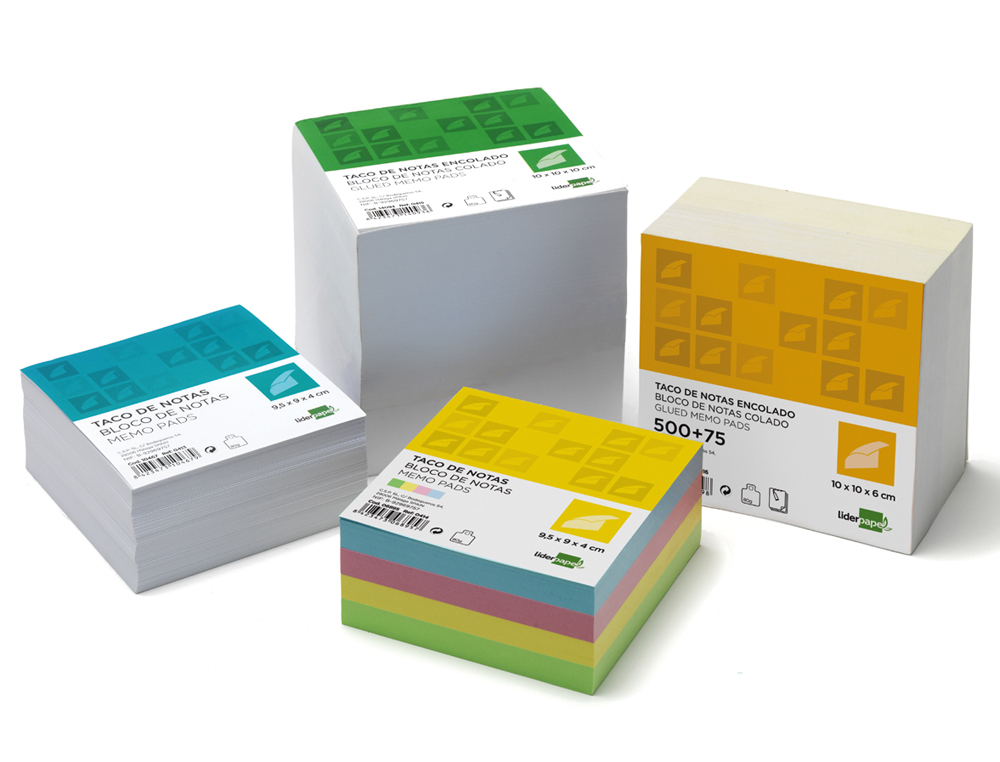 TACO PAPEL LIDERPAPEL SIN ENCOLAR COLORES 400 HOJAS 95X90X40 MM 80 GR