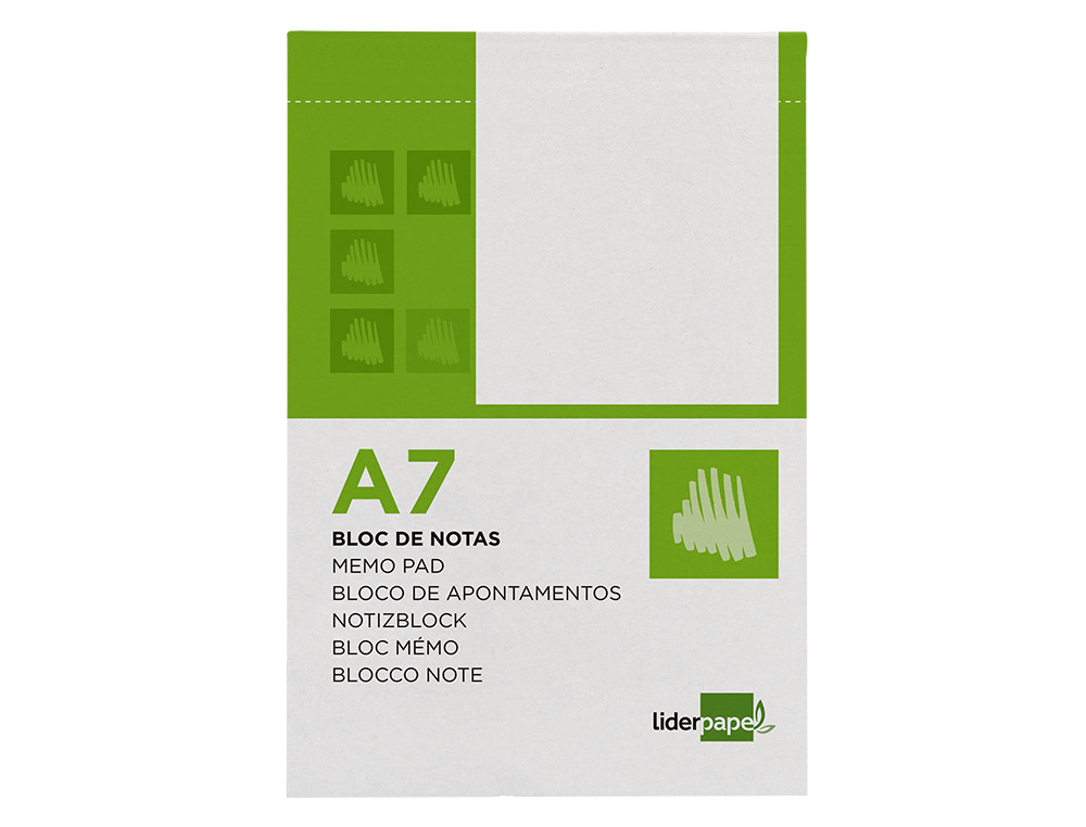BLOC NOTAS LIDERPAPEL LISO A7 80 HOJAS 60G/M2 PERFORADO