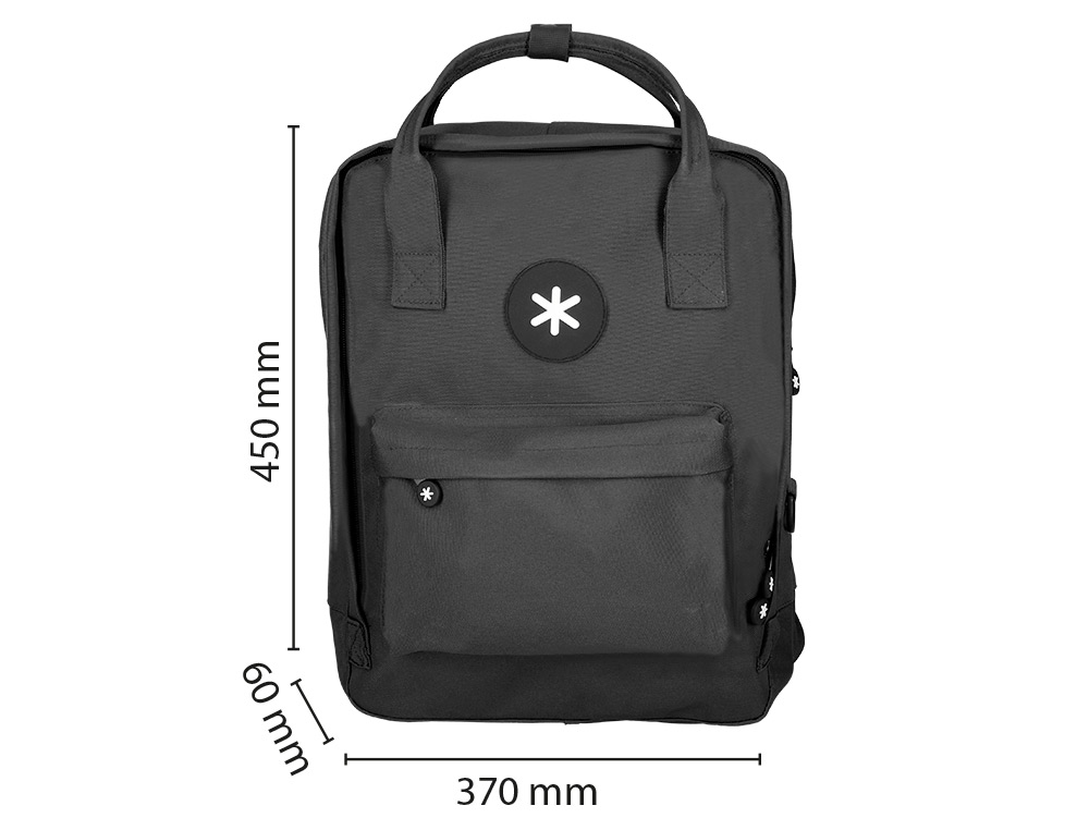 MOCHILA ANTARTIK 2 ASAS Y BOLSILLOS EXTERIORES NEGRO 300X115X390 MM