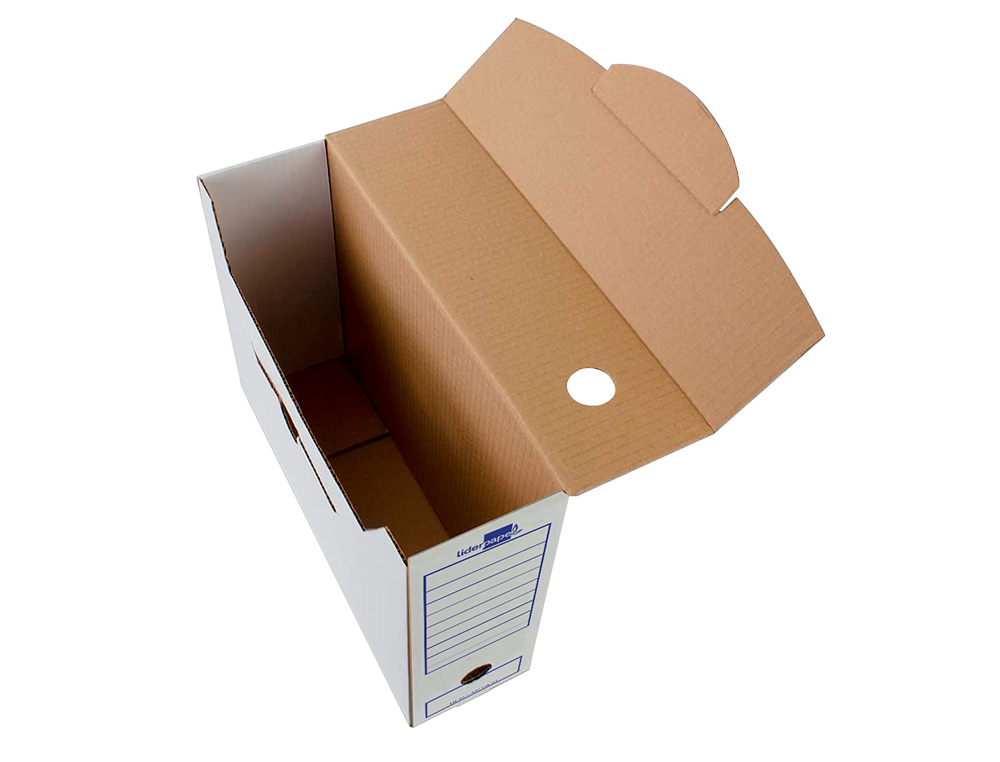 CAJA ARCHIVO DEFINITIVO LIDERPAPEL FOLIO CARTON RECICLADO 340G/M2 LOMO 100 MM BLANCO 365X100X251 MM