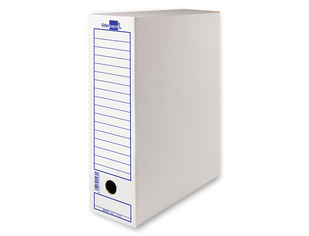 CAJA ARCHIVO DEFINITIVO LIDERPAPEL FOLIO CARTON RECICLADO 340G/M2 LOMO 100 MM BLANCO 365X100X251 MM