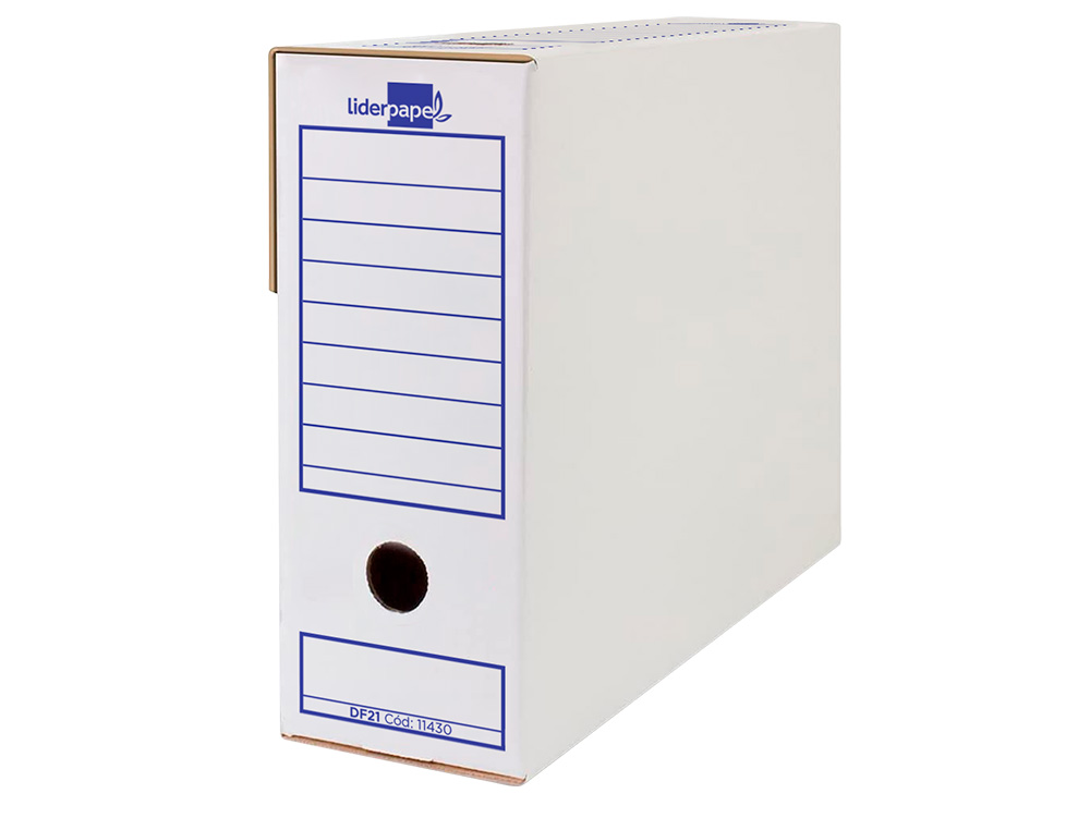 CAJA ARCHIVO DEFINITIVO LIDERPAPEL FOLIO CARTON RECICLADO 340G/M2 LOMO 100 MM BLANCO 365X100X251 MM