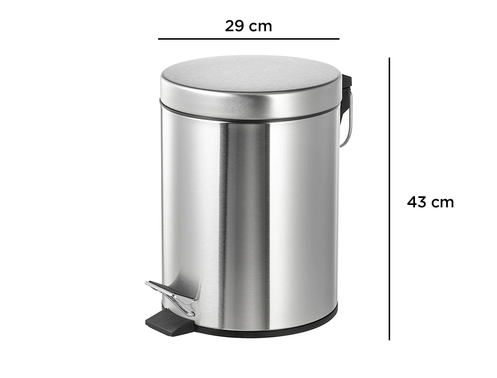 PAPELERA METALICA Q-CONNECT CON PEDAL CROMADA 43X29CM CAPACIDAD 20 LITROS