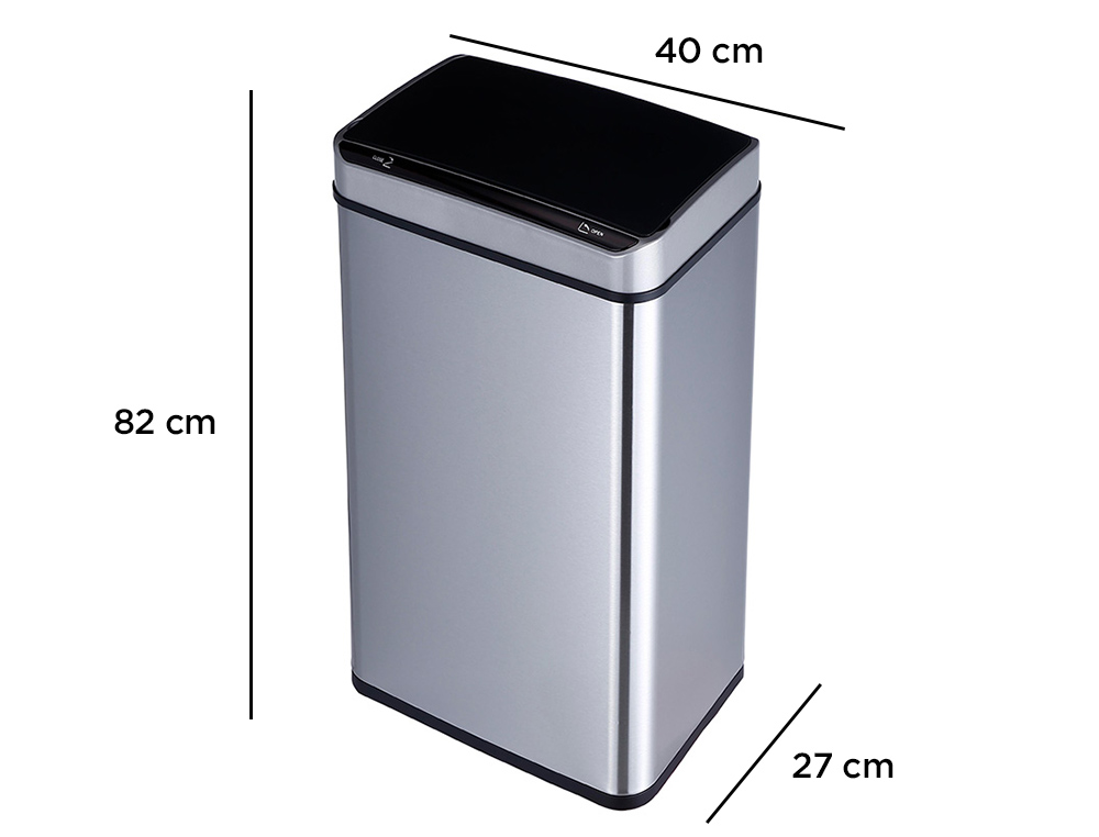 PAPELERA METALICA Q-CONNECT CON SENSOR AUTOMATICO CAPACIDAD 80 LITROS 820X270X400 MM