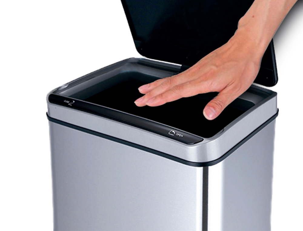 PAPELERA METALICA Q-CONNECT CON SENSOR AUTOMATICO CAPACIDAD 80 LITROS 820X270X400 MM