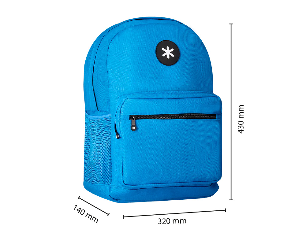 MOCHILA ANTARTIK CON ASA Y BOLSILLO FRONTAL CON CREMALLERA COLOR AZUL 320X140X430 MM