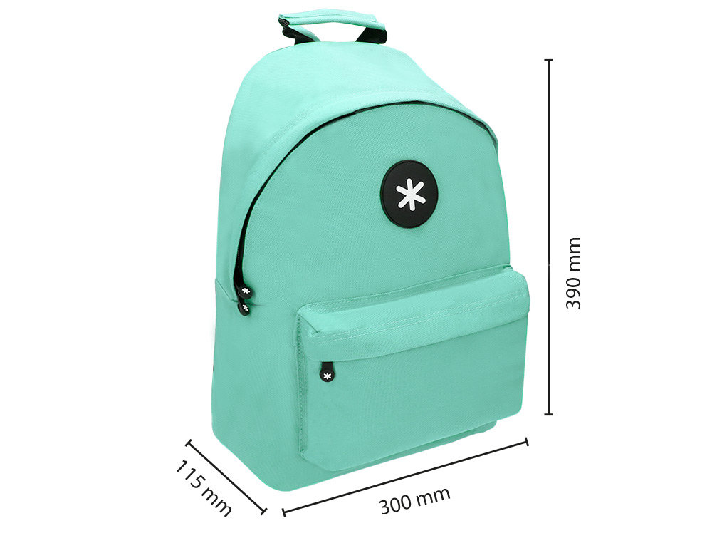 MOCHILA ANTARTIK CON ASA Y BOLSILLOS CON CREMALLERA COLOR VERDE MENTA 310X160X410 MM