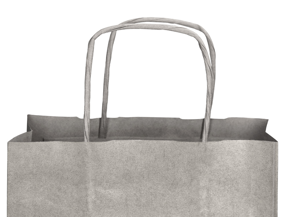 BOLSA PAPEL Q-CONNECT KRAFT PLATA L CON ASA RETORCIDA 320X400X14 MM