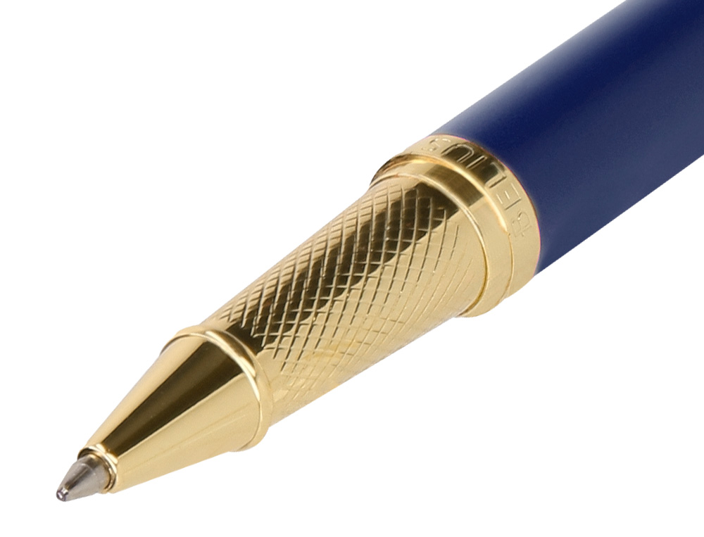 BOLIGRAFO Y ESTUCHE BELIUS SOIREE COLOR AZUL MARINO Y DORADO TINTA AZUL CAJA DE DISEÑO