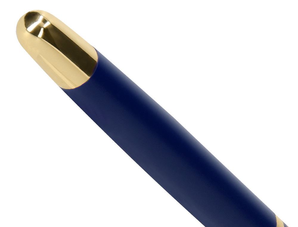 BOLIGRAFO Y ESTUCHE BELIUS SOIREE COLOR AZUL MARINO Y DORADO TINTA AZUL CAJA DE DISEÑO