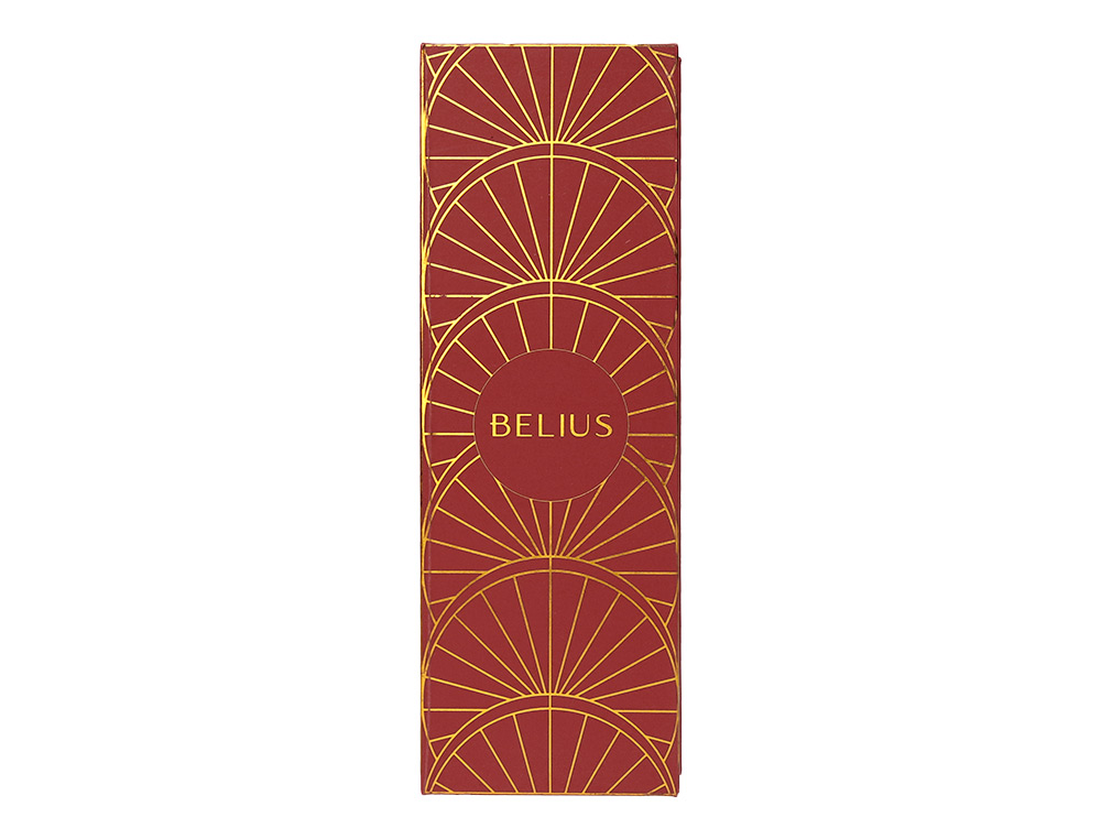 BOLIGRAFO BELIUS SOIREE ALUMINIO COLOR ART DECO GRANATE Y DORADO TINTA AZUL CAJA DE DISEO