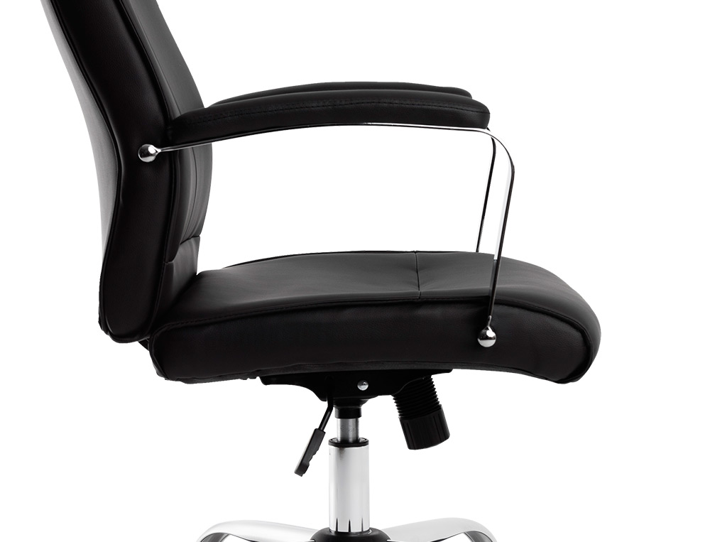 SILLA Q-CONNECT DIRECCION MODE NA SIMIL PIEL BASE METALICA ALT MAX 1220 ANC 510 PROF 490 MM RUEDAS PREMIUM COLOR NEGRO