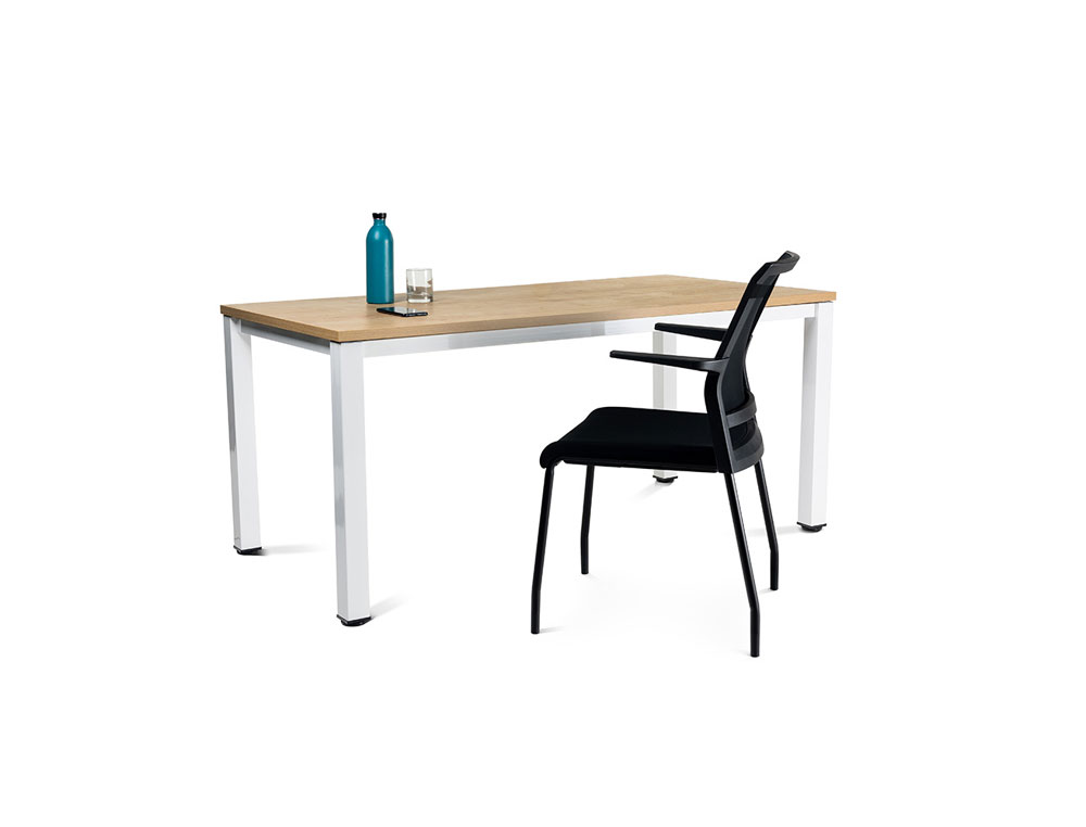 SILLA ROCADA CONFIDENTE BRAZOS FIJOS ESTRUCTURA METALICA ASIENTO TELA IGNIFUGA NEGRO RESPALDO MALLA