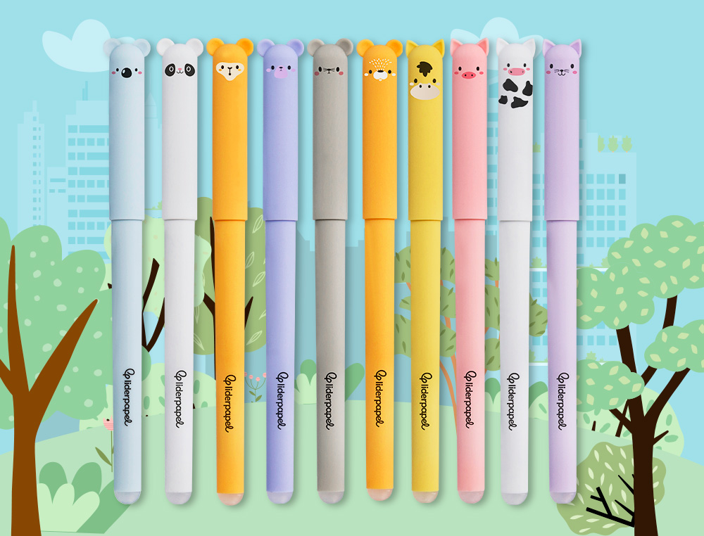 BOLIGRAFO FANTASIA LIDERPAPEL ANIMAL TOWN MONO TINTA AZUL BORRABLE PUNTA 1 MM