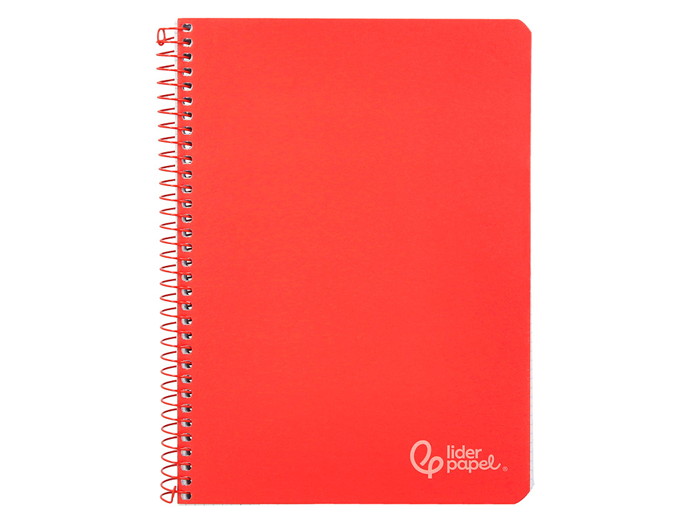CUADERNO ESPIRAL LIDERPAPEL A4 WITTY TAPA DURA 80H 90GR CUADRO 4MM CON MARGEN COLOR ROJO