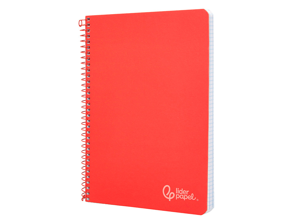CUADERNO ESPIRAL LIDERPAPEL A4 WITTY TAPA DURA 80H 90GR CUADRO 4MM CON MARGEN COLOR ROJO