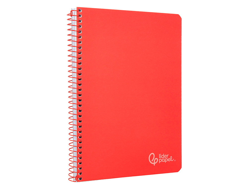 CUADERNO ESPIRAL LIDERPAPEL A4 WITTY TAPA DURA 80H 90GR CUADRO 4MM CON MARGEN COLOR ROJO