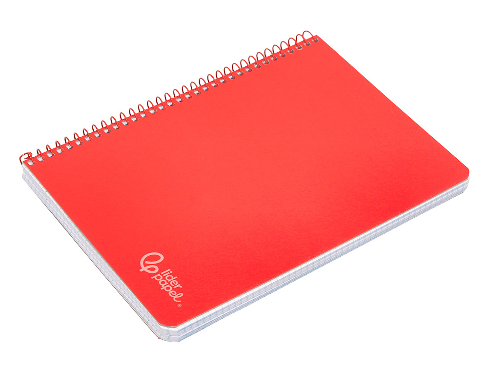 CUADERNO ESPIRAL LIDERPAPEL A4 WITTY TAPA DURA 80H 90GR CUADRO 4MM CON MARGEN COLOR ROJO