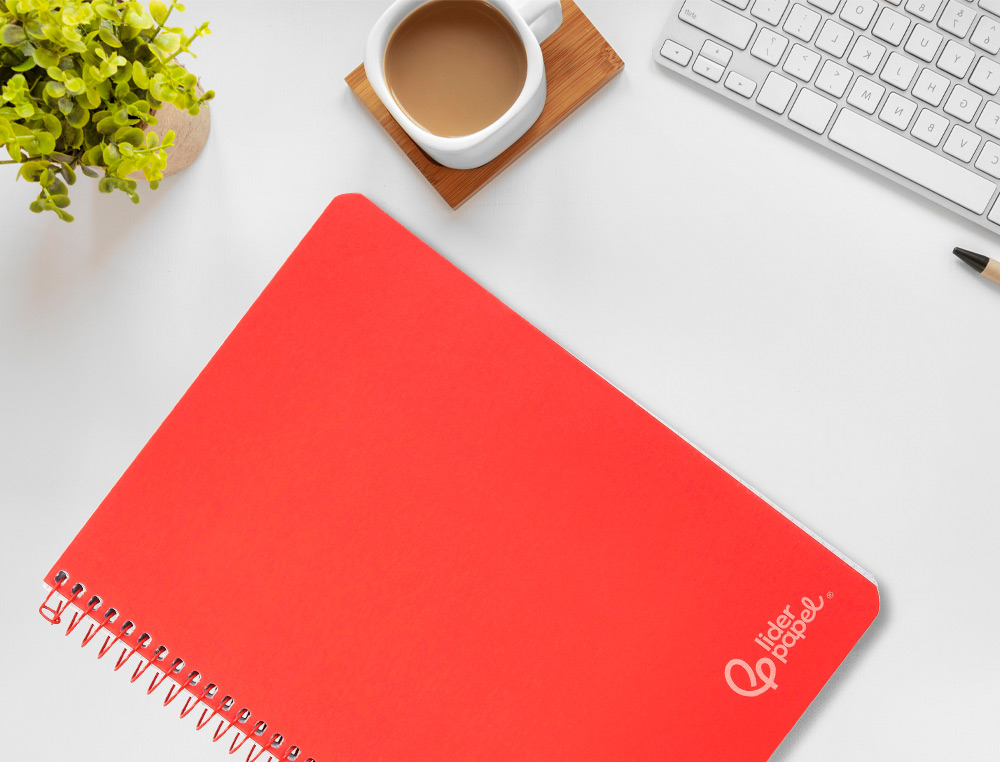 CUADERNO ESPIRAL LIDERPAPEL A4 WITTY TAPA DURA 80H 90GR CUADRO 4MM CON MARGEN COLOR ROJO