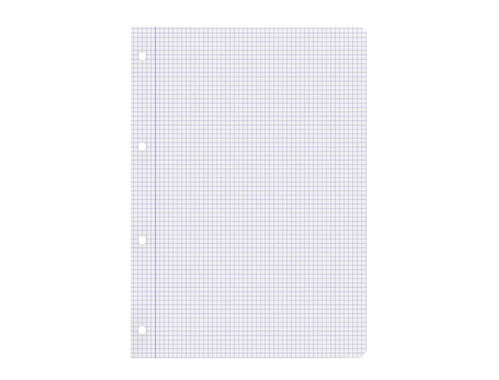 RECAMBIO LIDERPAPEL A4 100 HOJAS 100GR CUADRO 5MM CON MARGEN 4 TALADROS