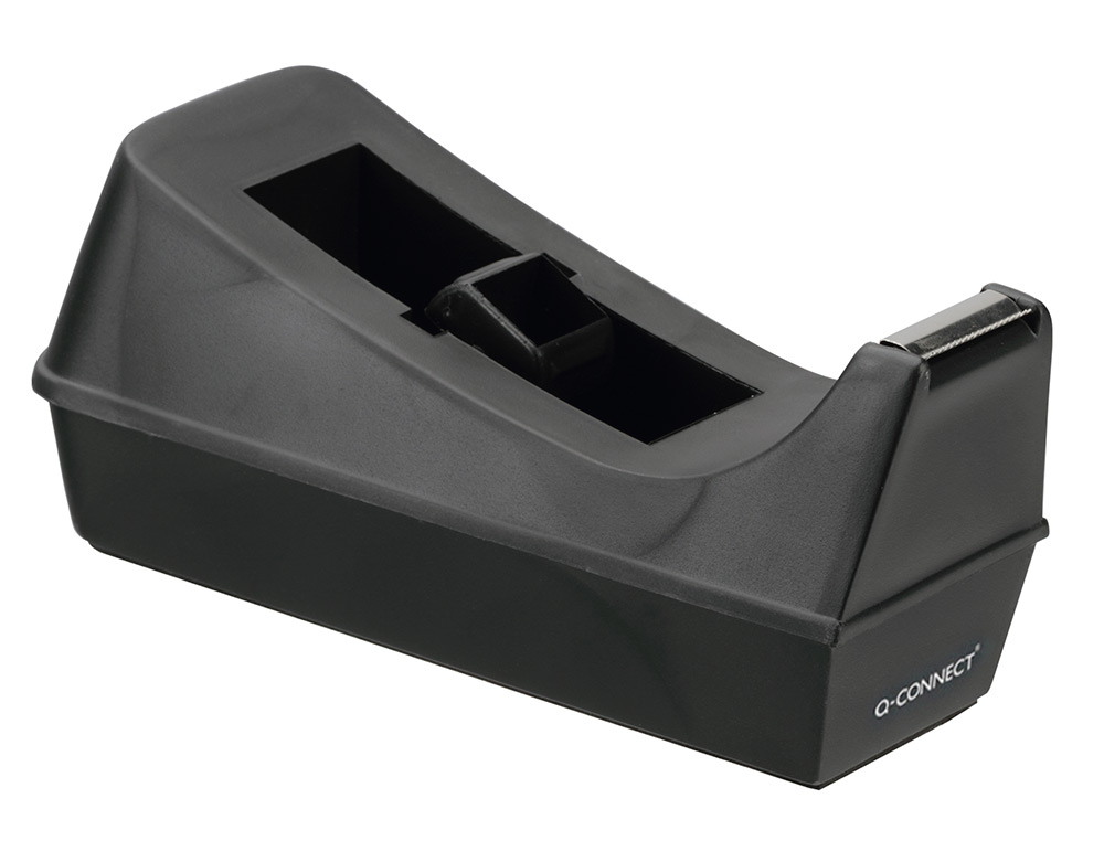 PORTARROLLO SOBREMESA Q-CONNECT PLASTICO PARA CINTA DE 33 MT COLOR NEGRO