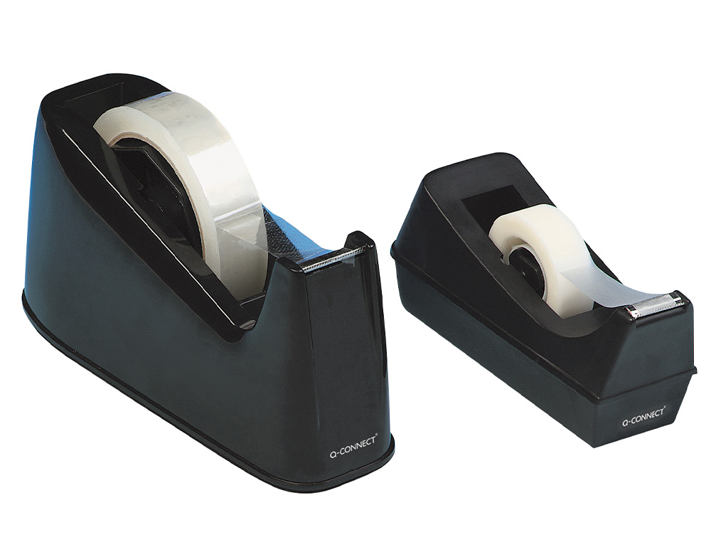 PORTARROLLO SOBREMESA Q-CONNECT PLASTICO PARA CINTA DE 33 MT COLOR NEGRO