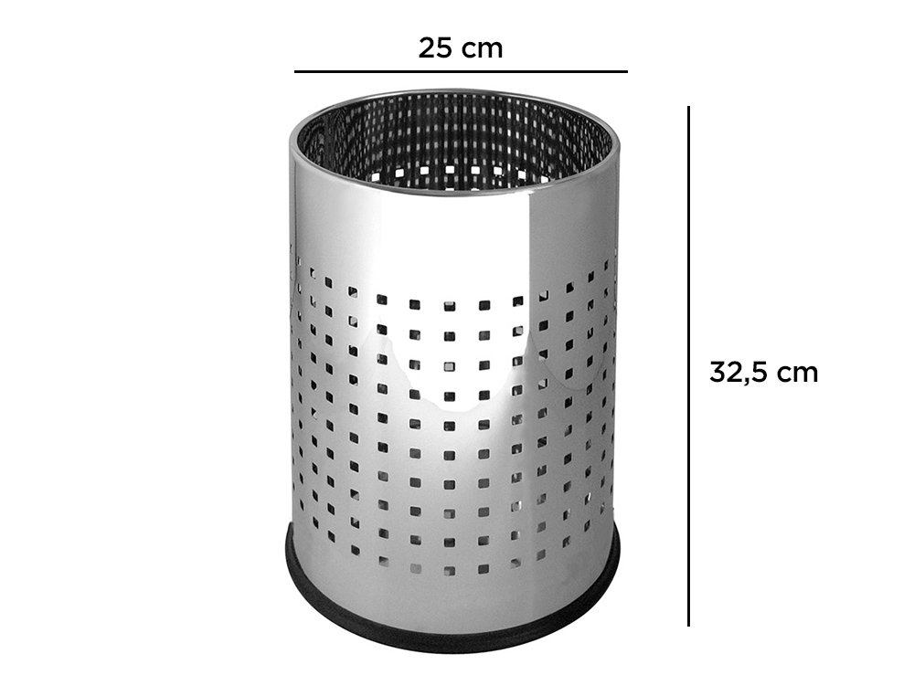 PAPELERA METALICA Q-CONNECT PERFORADA CROMADA 250X325 MM