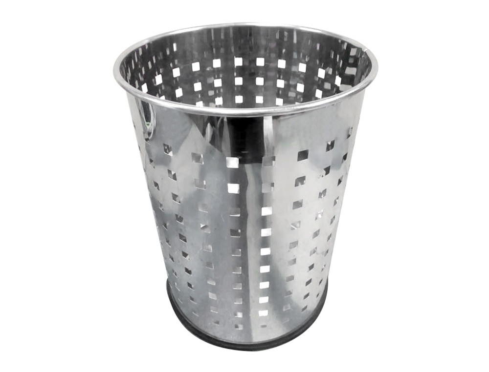 PAPELERA METALICA Q-CONNECT PERFORADA CROMADA 250X325 MM