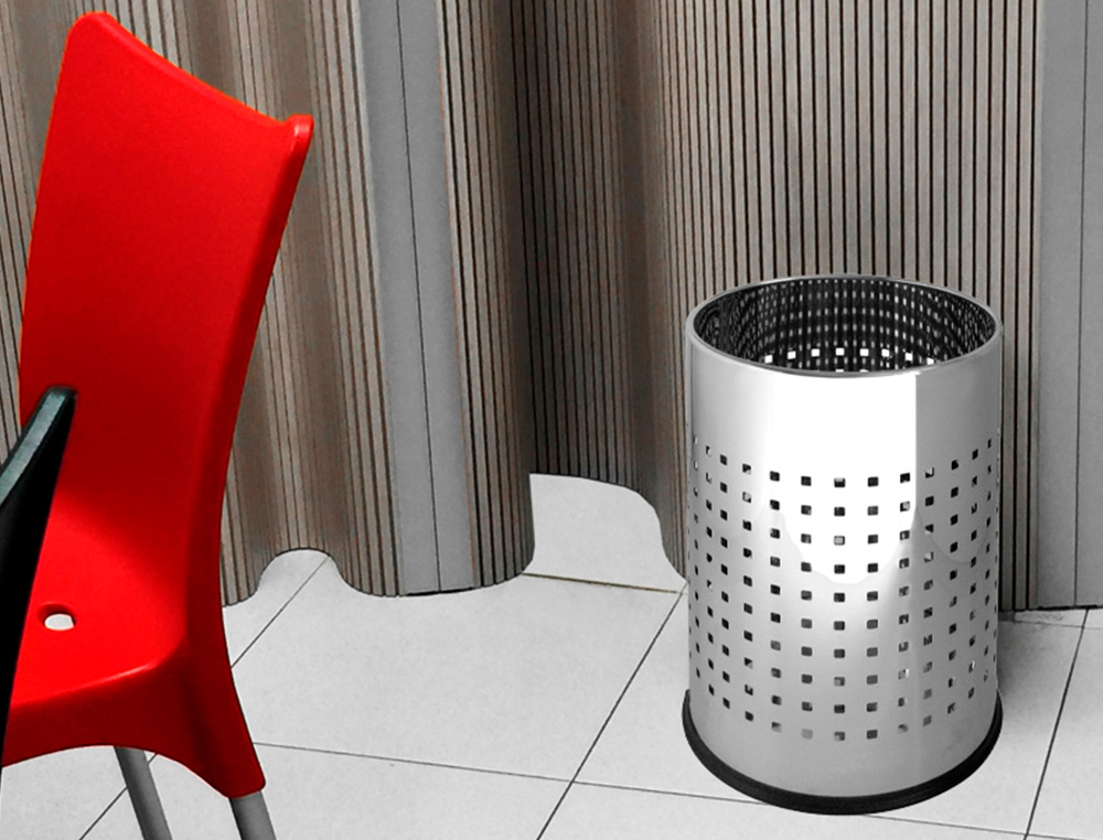 PAPELERA METALICA Q-CONNECT PERFORADA CROMADA 250X325 MM