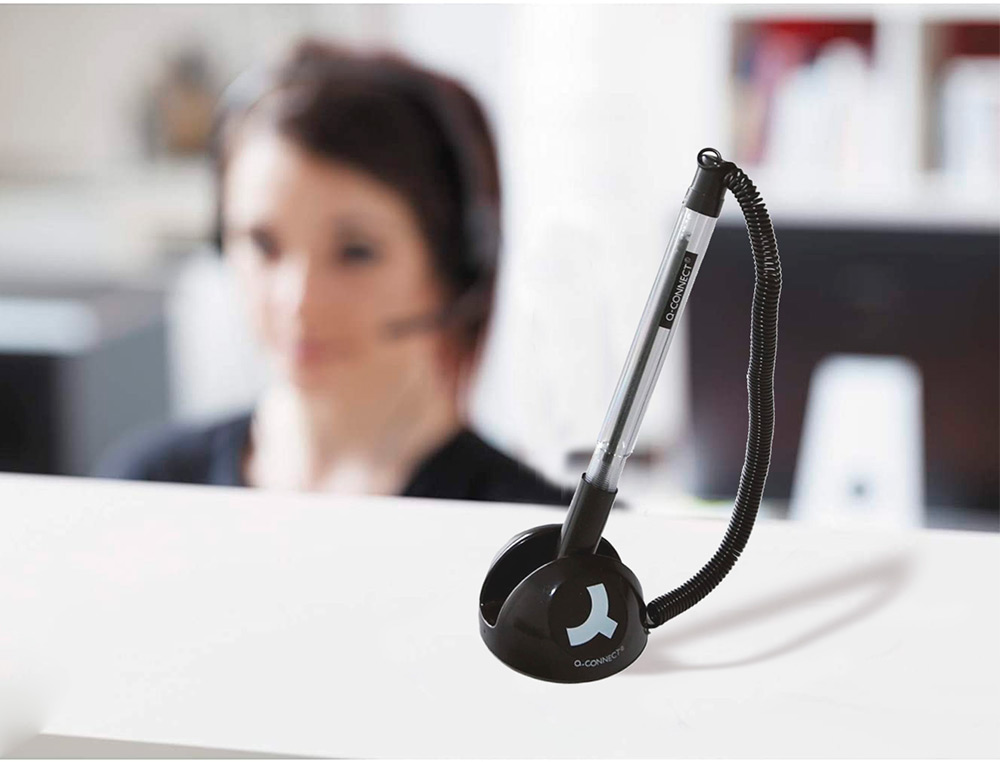 BOLIGRAFO EXTENSIBLE Q-CONNECT CON CADENA PLASTICO Y SOPORTE ADHESIVO