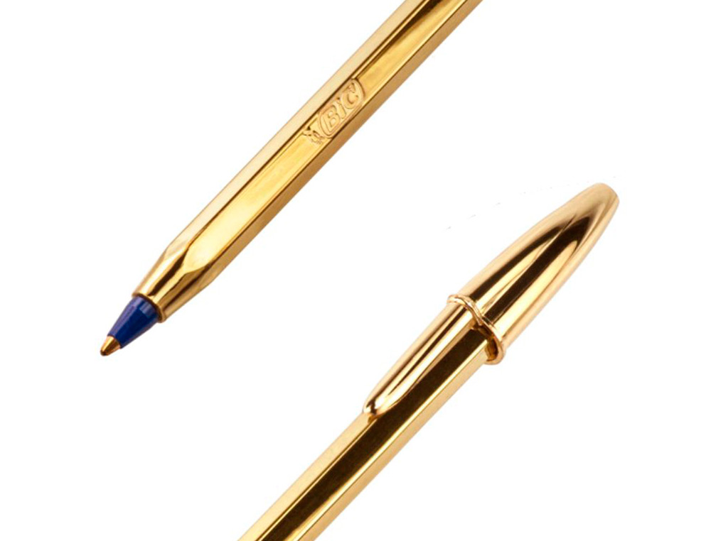 BOLIGRAFO BIC CRISTAL CELEBRATION ORO TINTA AZUL UNIDAD