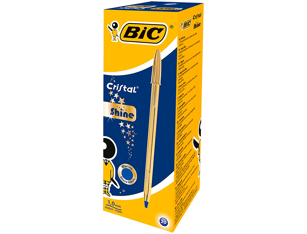 BOLIGRAFO BIC CRISTAL CELEBRATION ORO TINTA AZUL UNIDAD