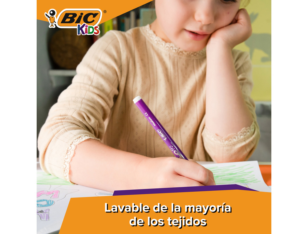 ROTULADOR BIC KIDS COULEUR ESTUCHE DE 10+2 COLORES TINTA BASE DE AGUA LAVABLE