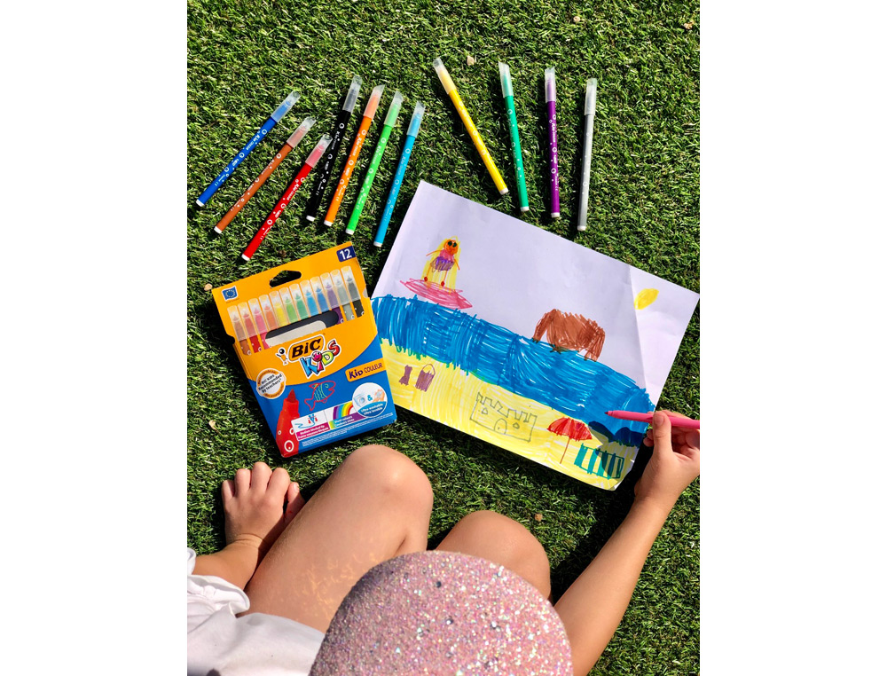 ROTULADOR BIC KIDS COULEUR ESTUCHE DE 10+2 COLORES TINTA BASE DE AGUA LAVABLE