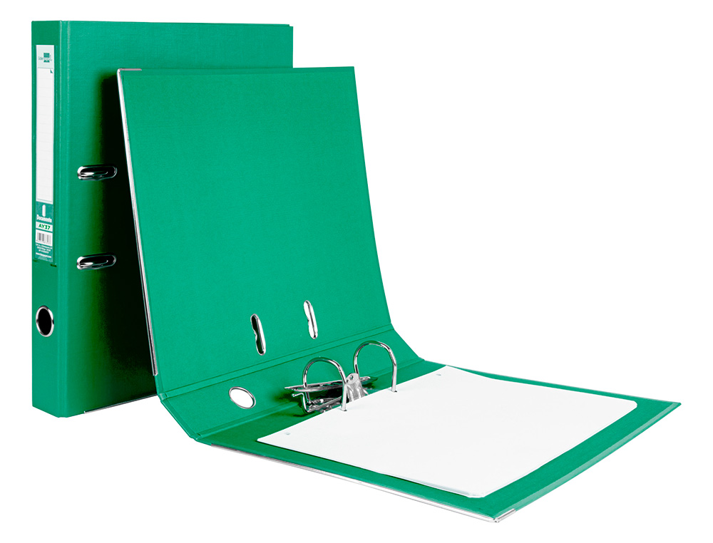 ARCHIVADOR DE PALANCA LIDERPAPEL FOLIO DOCUMENTA FORRADO PVC CON RADO LOMO 52 MM VERDE COMPRESOR METALICO