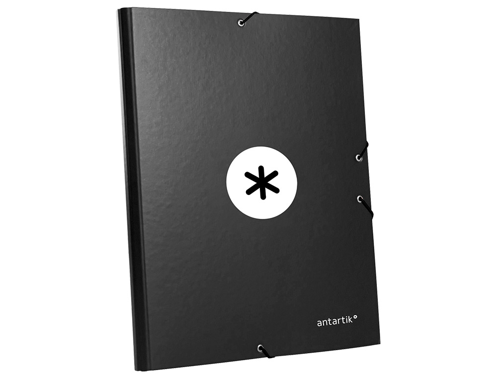 CARPETA ANTARTIK GOMAS TRES SOLAPAS CARTON FORRADO COLOR NEGRO