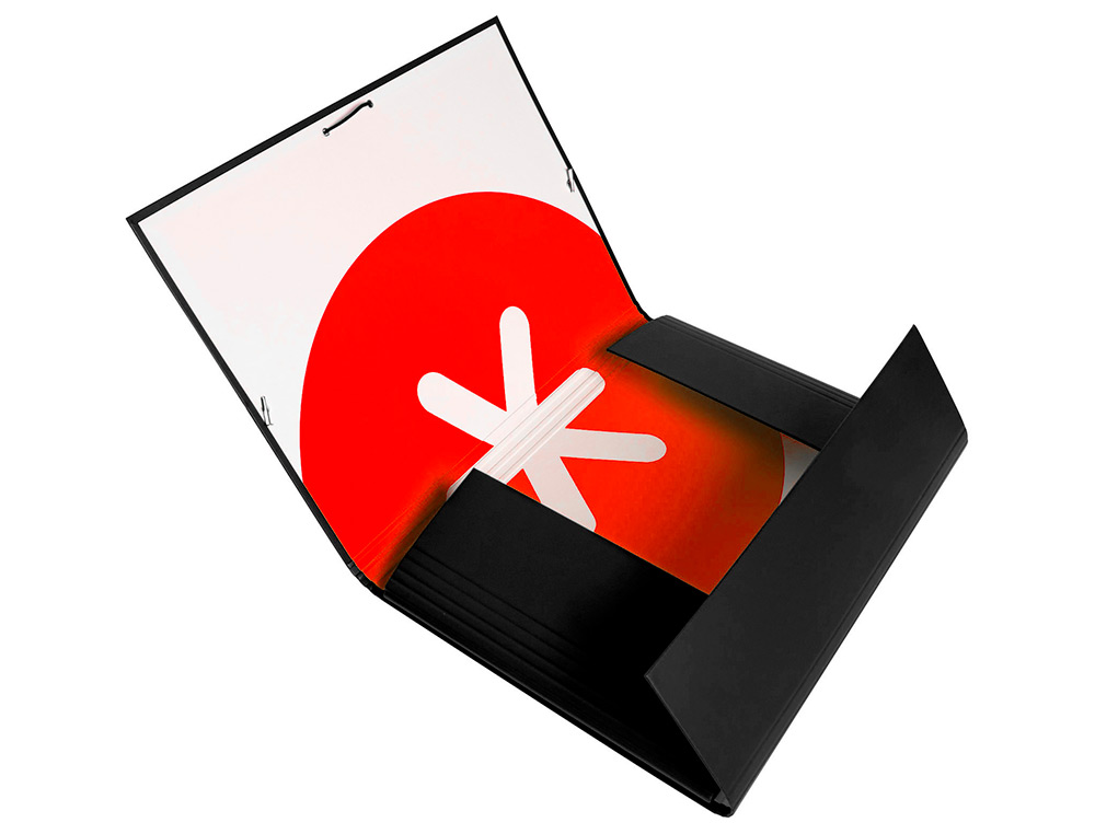 CARPETA ANTARTIK GOMAS TRES SOLAPAS CARTON FORRADO COLOR NEGRO