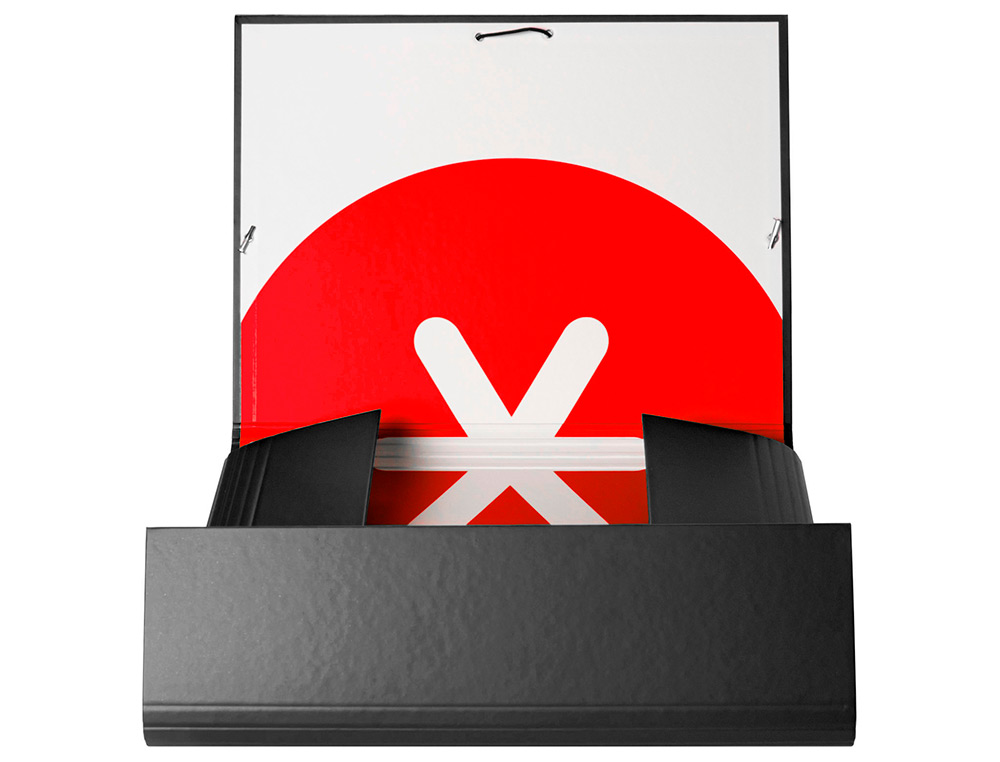CARPETA ANTARTIK GOMAS TRES SOLAPAS CARTON FORRADO COLOR NEGRO