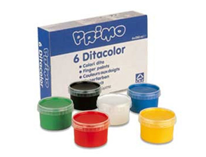 PINTURA DE DEDOS PRIMO 250 G CAJA DE 6 UNIDADES COLORES SURTIDOS