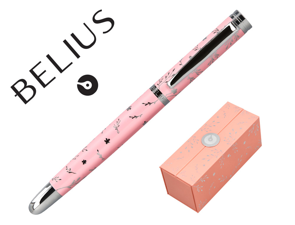 ROLLER BELIUS BELLA ALUMINIO COLOR ROSA DISEO PLATEADO RELIEVE TINTA COLOR NEGRO CAJA DE DISEO