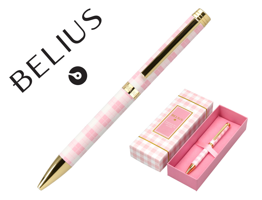 ROLLER BELIUS PERFECT PICNIC DAY ALUMINIO COLOR ROSA DORADO TINTA COLOR NEGRO CAJA DE DISEO