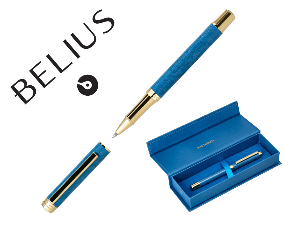 ROLLER BELIUS WILD WEST ALUMINIO COLOR AZUL MARINO DORADO TINTA COLOR NEGRO CAJA DE DISEO