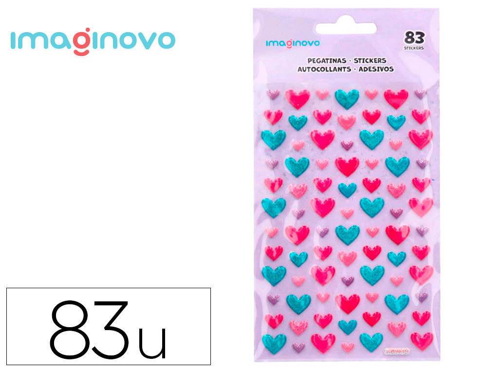 PEGATINAS IMAGINOVO CORAZONES MAGIC DREAMS CON RELIEVE 190X105 MM EN BLISTER
