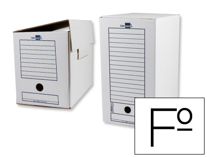 CAJA ARCHIVO DEFINITIVO LIDERPAPEL FOLIO DOBLE ANCHO CARTON RECICLADO 325G/M2 LOMO 200 MM BLANCO 367X200X251 MM